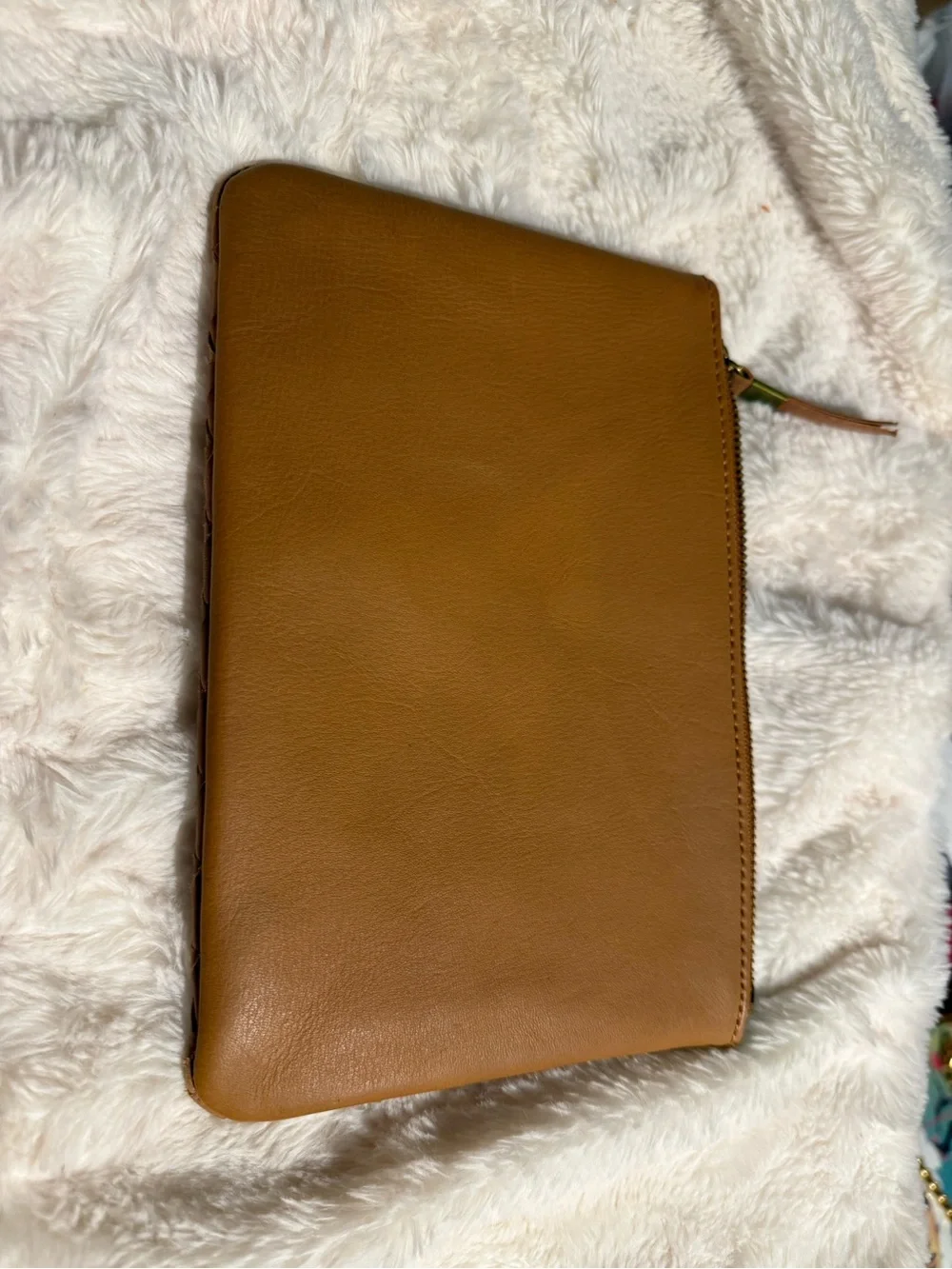 Madewell Tan Woven Leather Zip Pouch